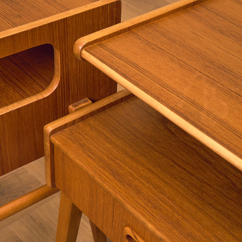 Swedish bedside tables in teak and beech