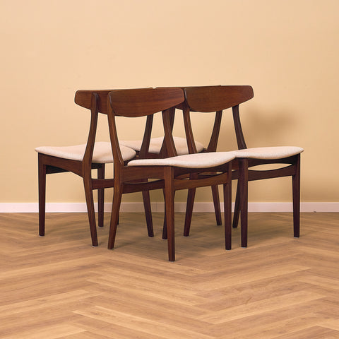Danish dining chairs in teak & walnut by Silkeborg møbelfabrik A/S