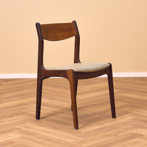 Danish dining chairs in teak and walnut