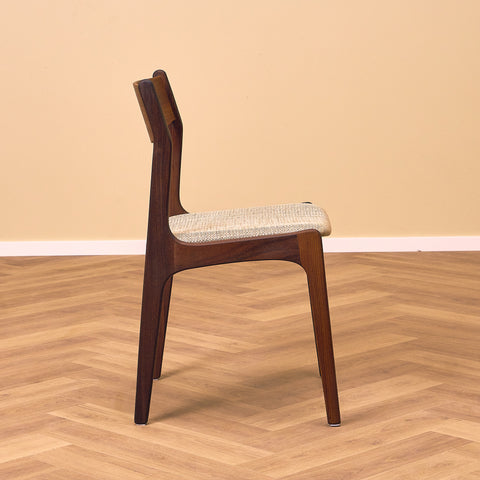Danish dining chairs in teak and walnut