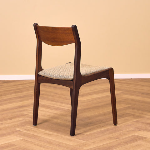 Danish dining chairs in teak and walnut