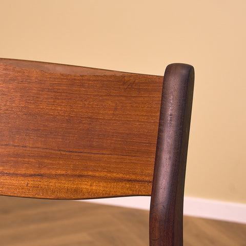 Danish dining chairs in teak and walnut