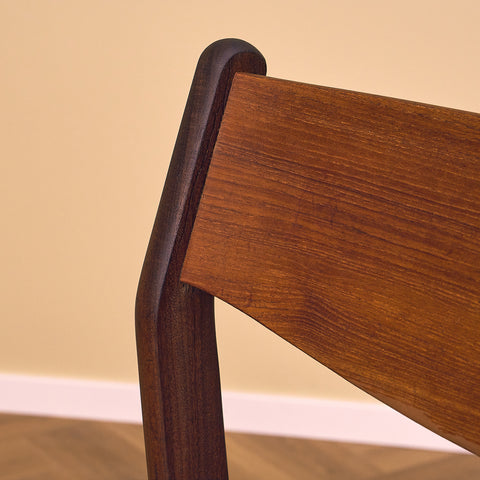 Danish dining chairs in teak and walnut