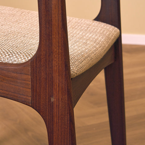 Danish dining chairs in teak and walnut