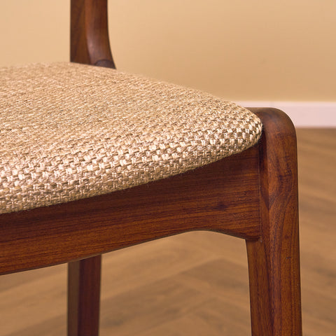 Danish dining chairs in teak and walnut