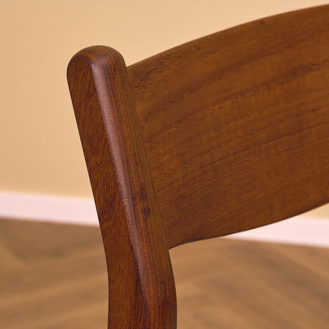 Danish dining chairs in teak and walnut