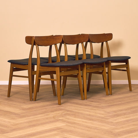 Danish dining chairs in teak and beech by Findahl
