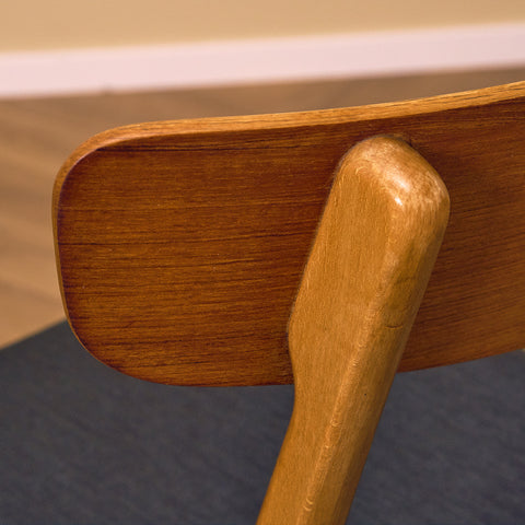 Danish dining chairs in teak and beech by Findahl