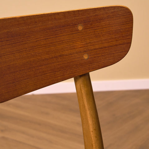 Danish dining chairs in teak and beech by Findahl