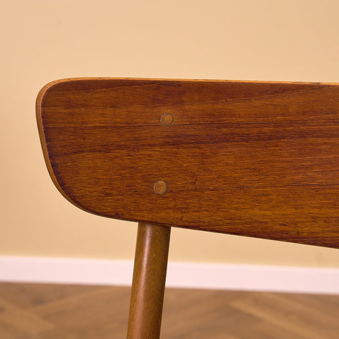 Danish dining chairs in teak and beech by Findahl