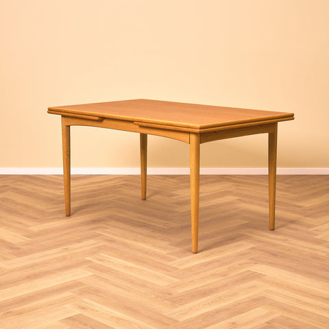 Swedish rectangular dining table in teak and oak by NK Verkstäder