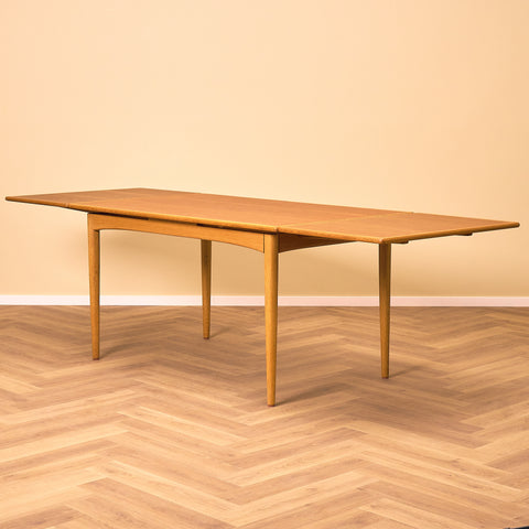 Swedish rectangular dining table in teak and oak by NK Verkstäder