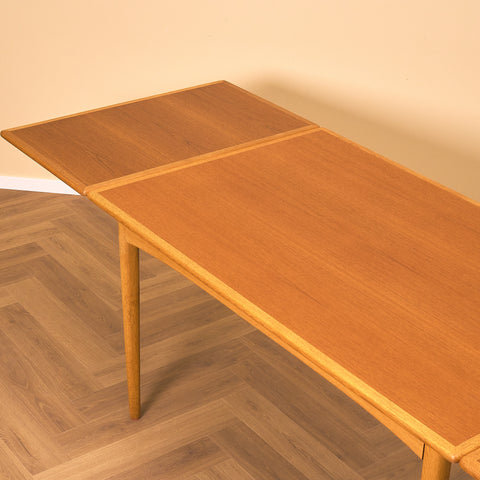 Swedish rectangular dining table in teak and oak by NK Verkstäder