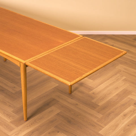 Swedish rectangular dining table in teak and oak by NK Verkstäder