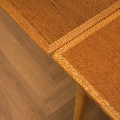 Swedish rectangular dining table in teak and oak by NK Verkstäder