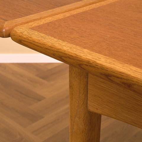 Swedish rectangular dining table in teak and oak by NK Verkstäder