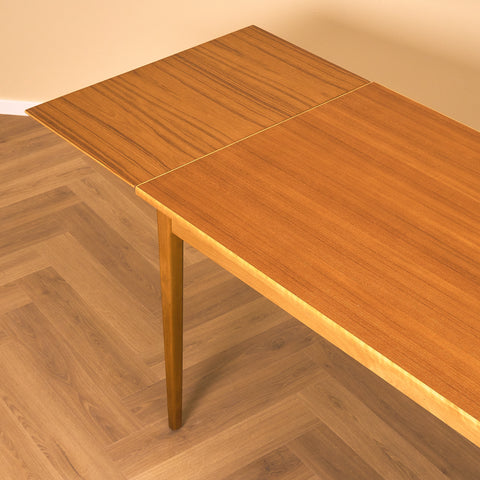 Swedish rectangular dining table in teak and beech