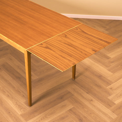 Swedish rectangular dining table in teak and beech