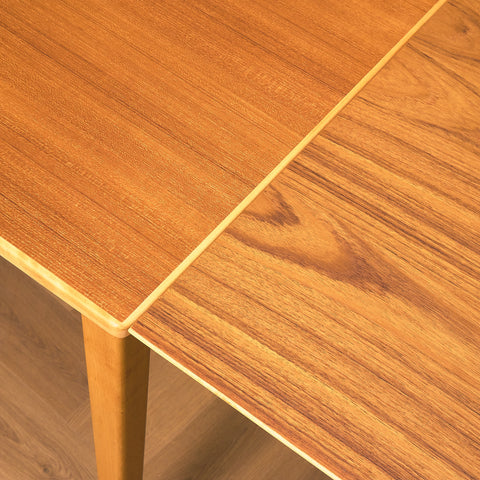 Swedish rectangular dining table in teak and beech