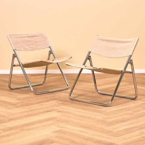 Swedish foldable chairs in chrome by Niels Gammelgaard for IKEA, model 'Cox'