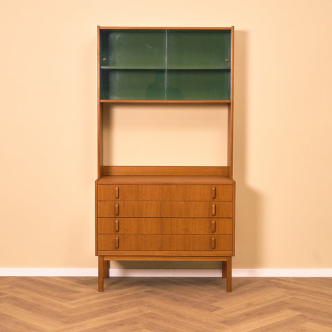 Svensk bokhylla i teak av Bertil Fridhagen för Bodafors