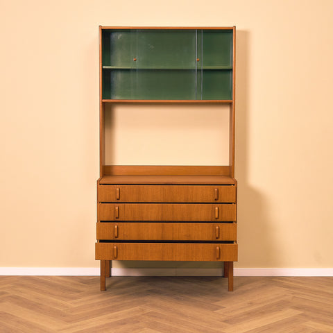 Svensk bokhylla i teak av Bertil Fridhagen för Bodafors