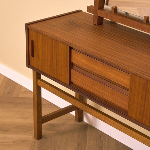 Svenskt hallbord med spegel i teak och ek