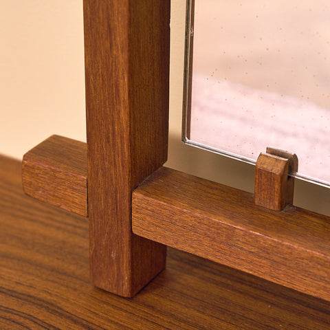 Svenskt hallbord med spegel i teak och ek