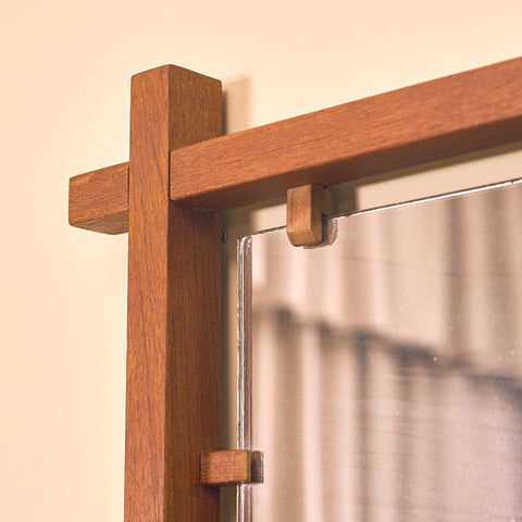 Svenskt hallbord med spegel i teak och ek