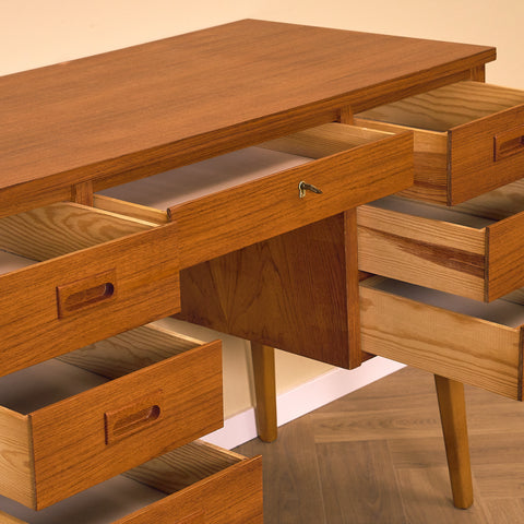 Swedish writing desk in teak and beech
