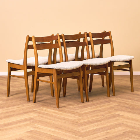 Danish dining chairs in teak and beech by Findahl