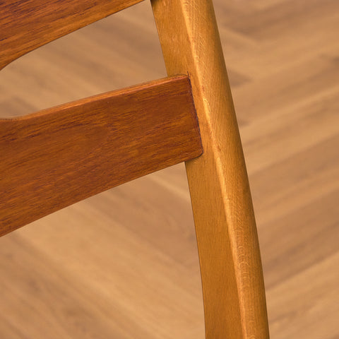 Danish dining chairs in teak and beech by Findahl