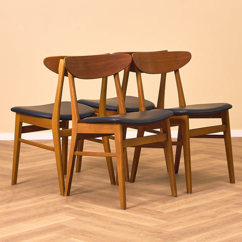 Danska matstolar i teak och bok av Farstrup, modell '210'