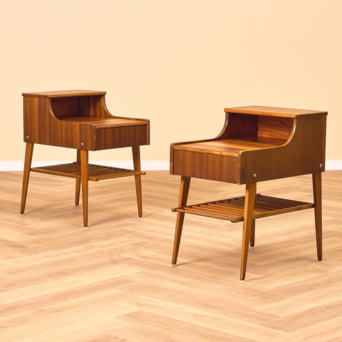 Swedish bedside tables in mahogany by Ferdinand Lundquist AB