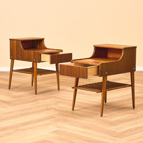 Swedish bedside tables in mahogany by Ferdinand Lundquist AB