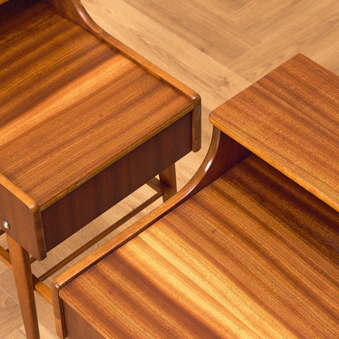 Swedish bedside tables in mahogany by Ferdinand Lundquist AB