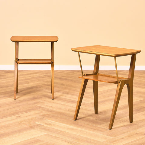 Swedish bedside tables in teak and beech