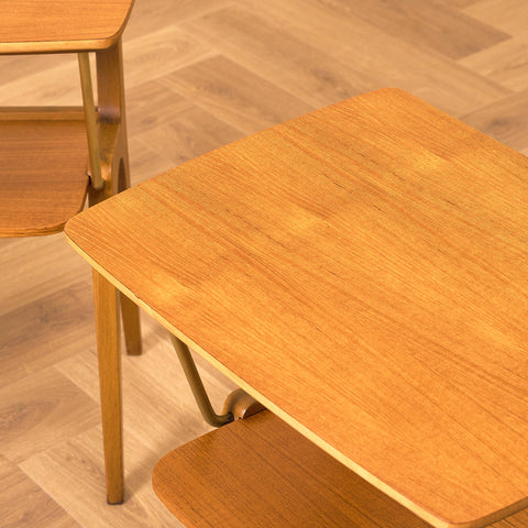 Swedish bedside tables in teak and beech