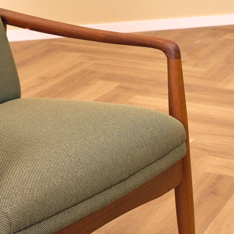 Danish armchair with stool in teak by Søren Ladefoged for SL Mobler Denmark