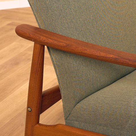 Danish armchair with stool in teak by Søren Ladefoged for SL Mobler Denmark