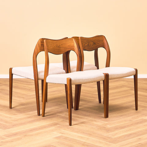 Danish set of 4 dining chairs in Santos rosewood 'model 71' by Niels O. Moller