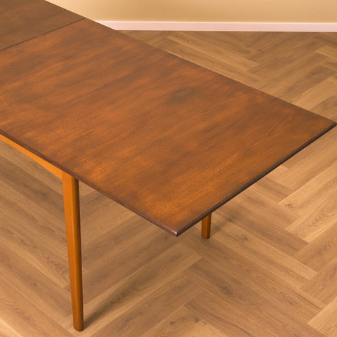 Swedish rectangular dining table in teak and beech