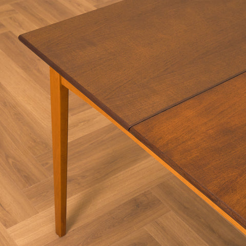 Swedish rectangular dining table in teak and beech