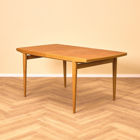 Swedish rectangular dining table in teak and oak
