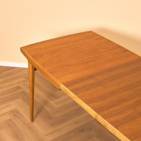 Swedish rectangular dining table in teak and oak