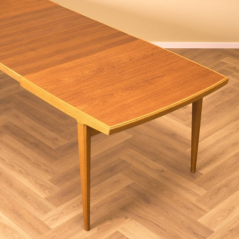 Swedish rectangular dining table in teak and oak