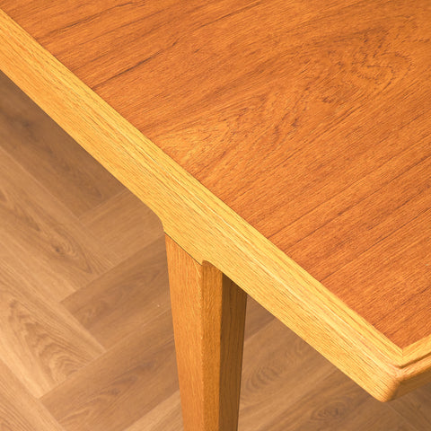 Swedish rectangular dining table in teak and oak