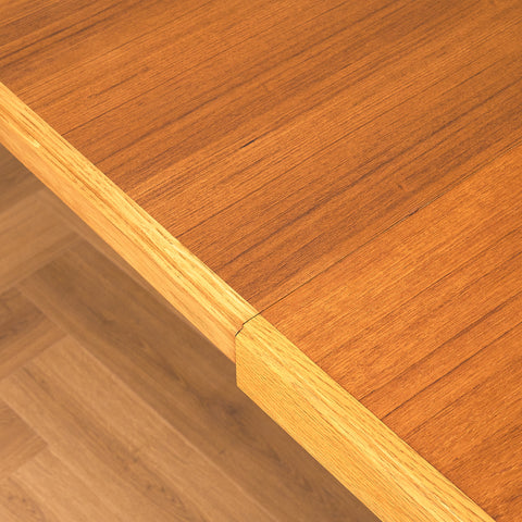 Swedish rectangular dining table in teak and oak