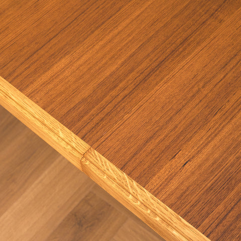 Swedish rectangular dining table in teak and oak