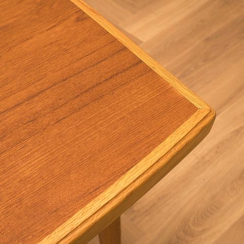 Swedish rectangular dining table in teak and oak